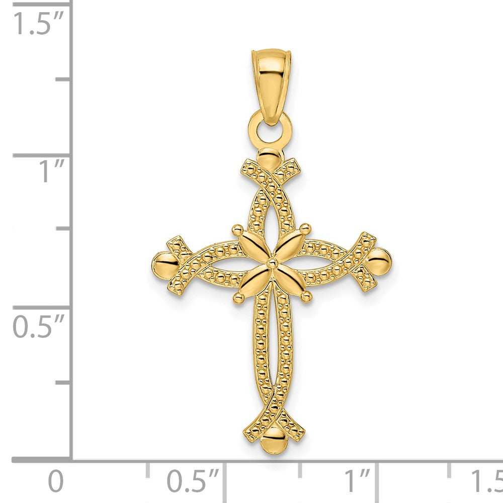 14k Yellow Gold Polished u0026 Textured Cross Cross Ends Cross Pendant