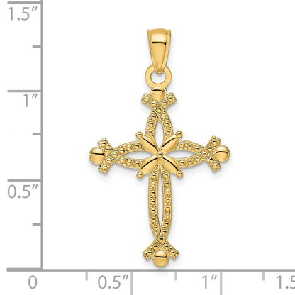 14k Yellow Gold Polished u0026 Textured Cross Cross Ends Cross Pendant