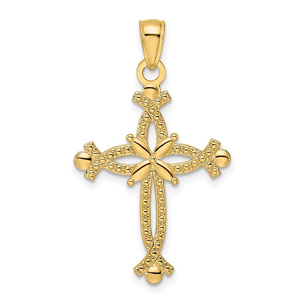 14k Yellow Gold Polished u0026 Textured Cross Cross Ends Cross Pendant