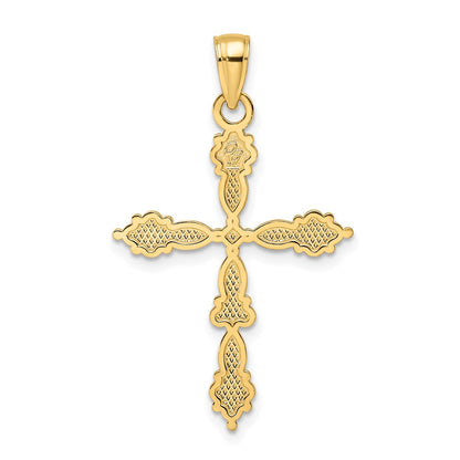 14k Yellow Gold Polished Fancy Shapes Cross Pendant