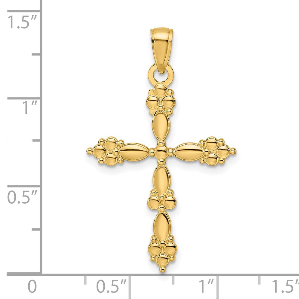 14k Yellow Gold Polished Fancy Shapes Cross Pendant