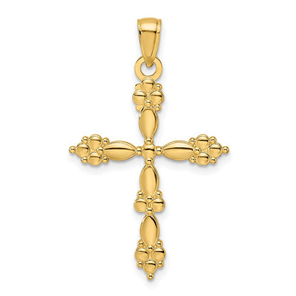 14k Yellow Gold Polished Fancy Shapes Cross Pendant