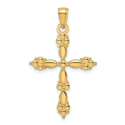 14k Yellow Gold Polished Fancy Shapes Cross Pendant