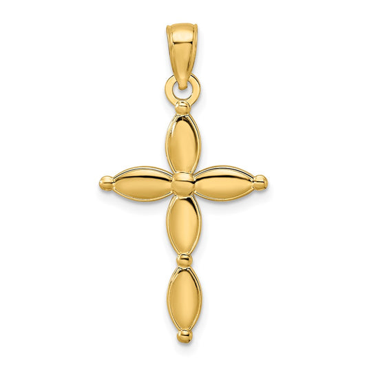 14k Yellow Gold Polished Fancy Cross Pendant
