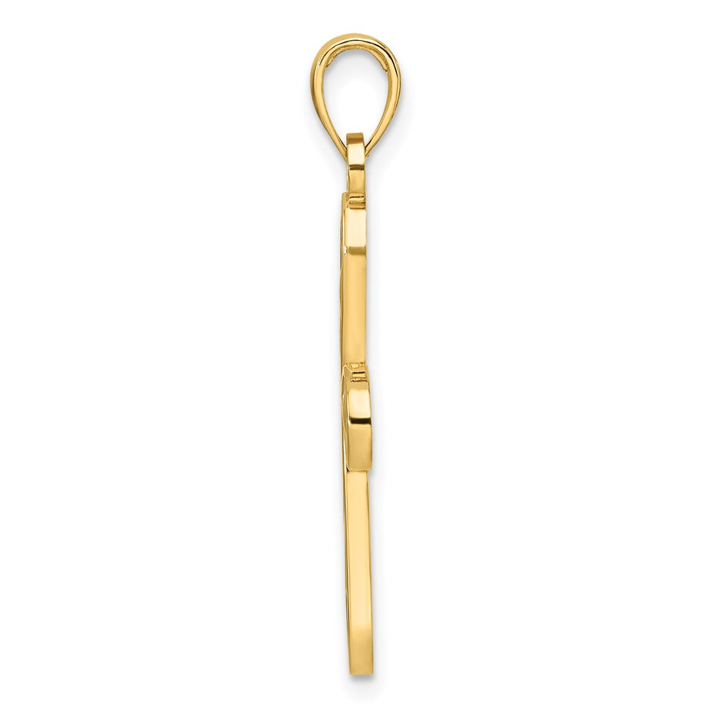 14k Yellow Gold Polished Fancy Teardrop Cross Pendant