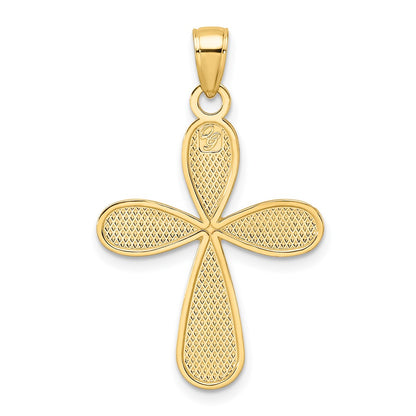 14k Yellow Gold Polished Fancy Teardrop Cross Pendant