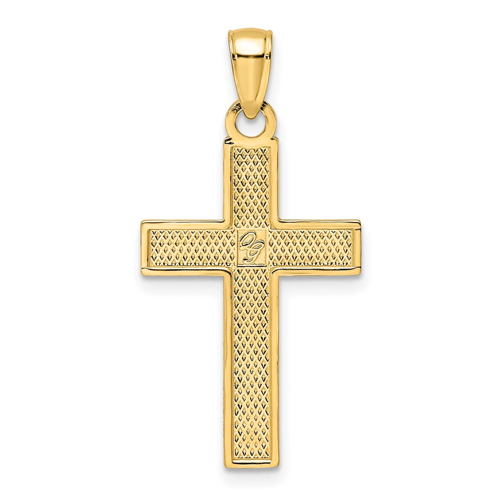 14k Yellow Gold Polished u0026 Textured Cross Pendant