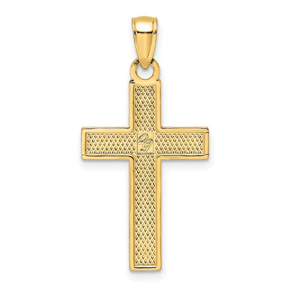 14k Yellow Gold Polished u0026 Textured Cross Pendant