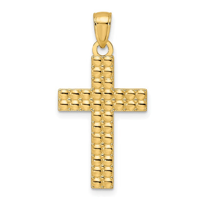 14k Yellow Gold Polished u0026 Textured Cross Pendant