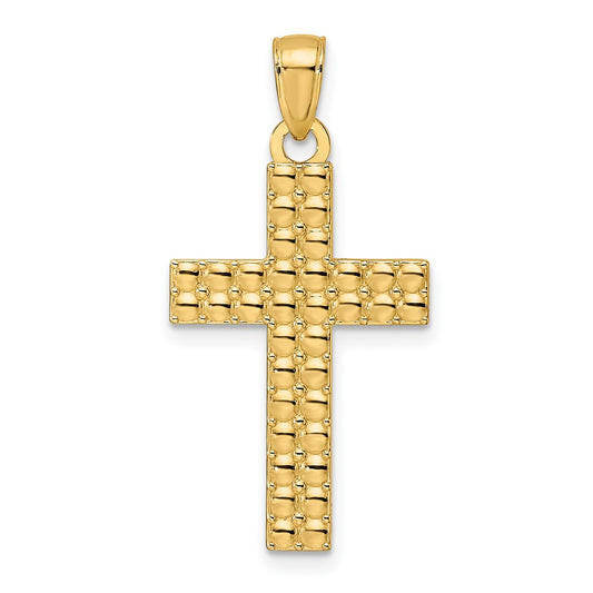 14k Yellow Gold Polished u0026 Textured Cross Pendant