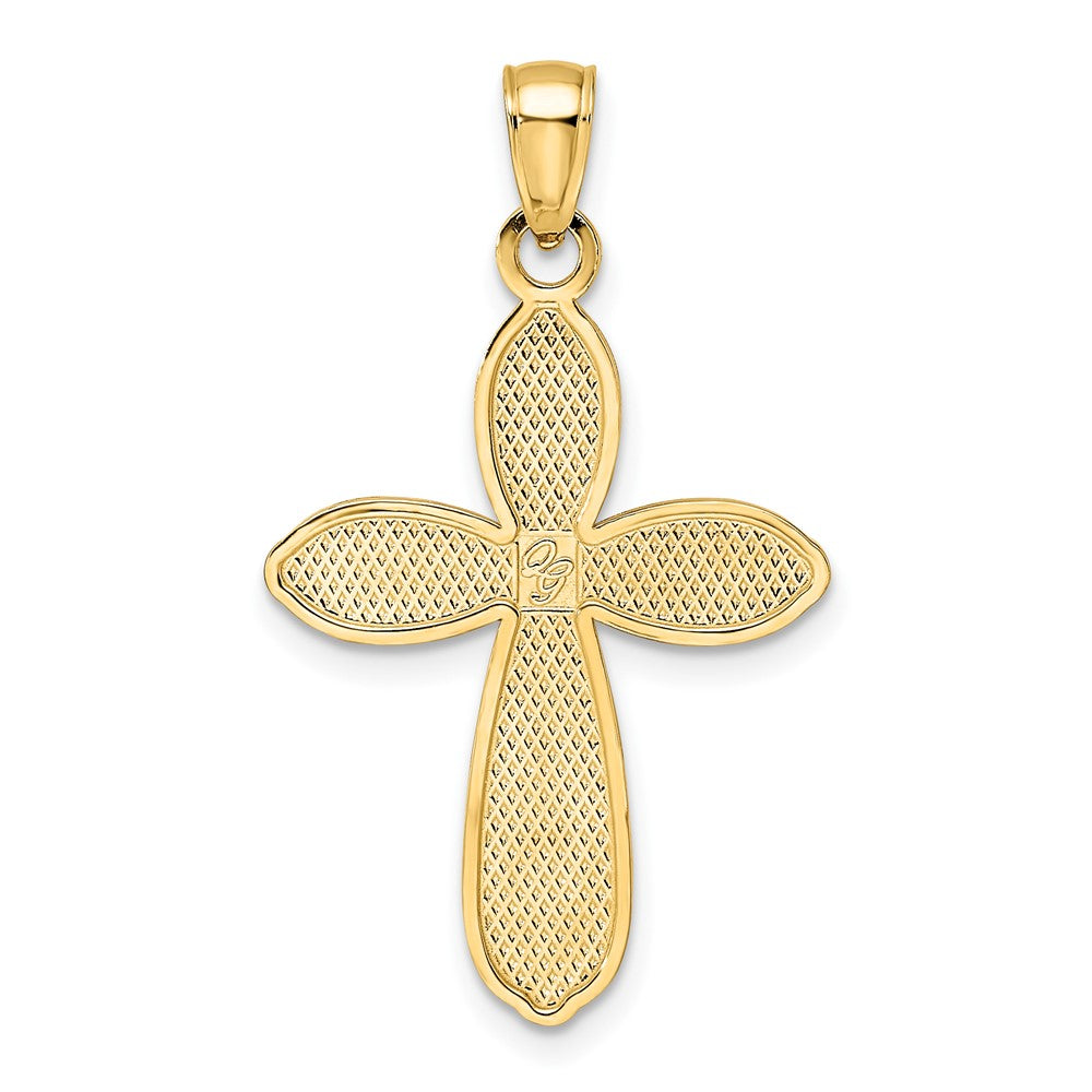 14k Yellow Gold Polished & Textured Fancy Cross Pendant