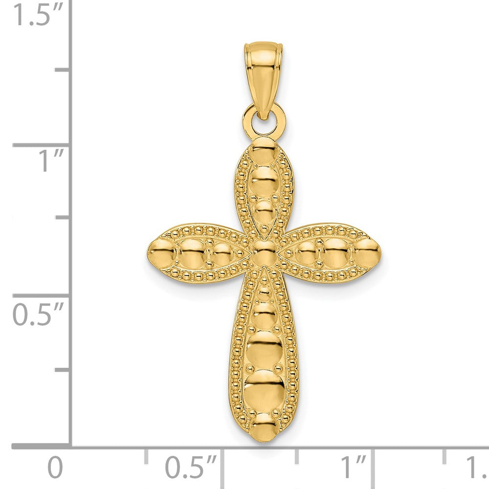14k Yellow Gold Polished & Textured Fancy Cross Pendant
