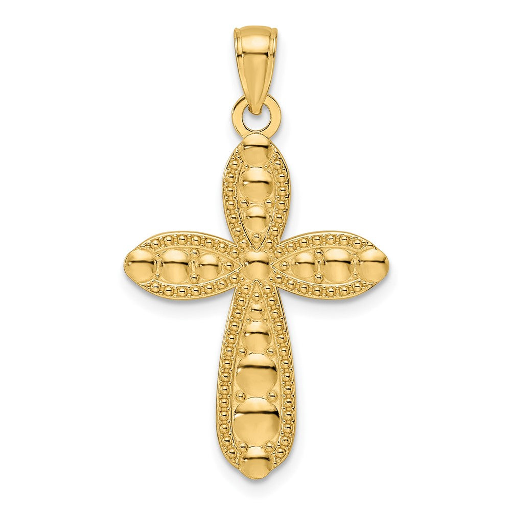 14k Yellow Gold Polished & Textured Fancy Cross Pendant