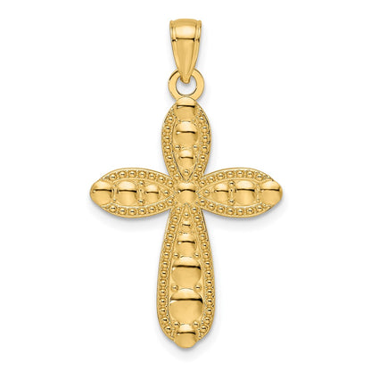 14k Yellow Gold Polished & Textured Fancy Cross Pendant