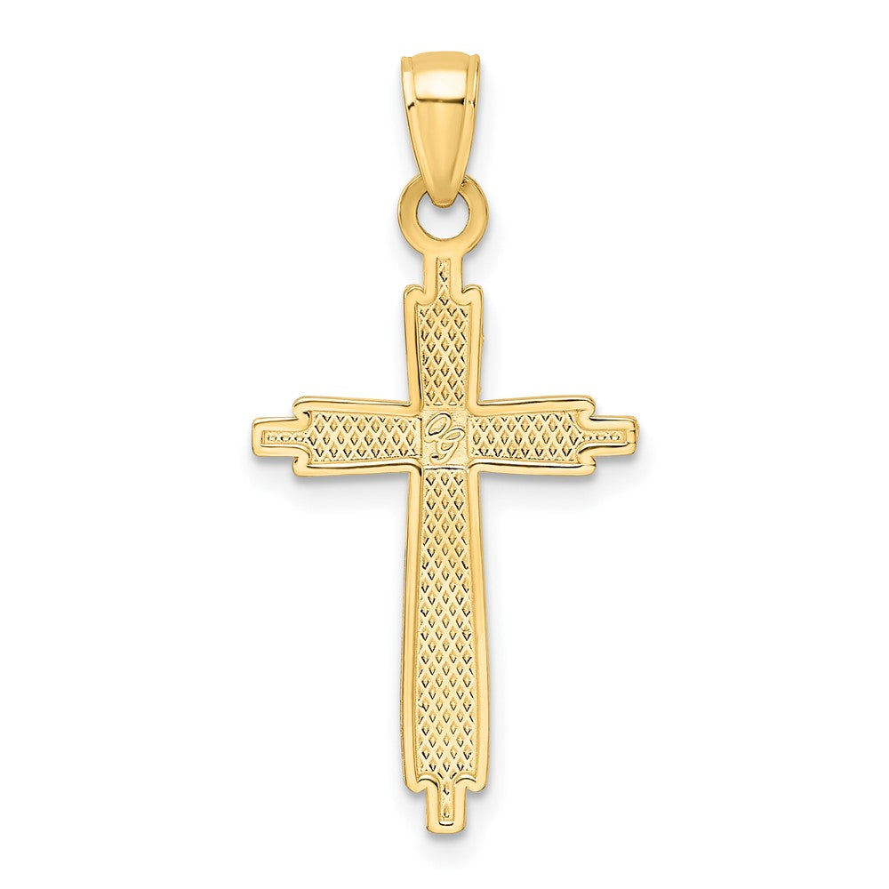 14k Yellow Gold Polished u0026 Textured Fancy Cross Pendant