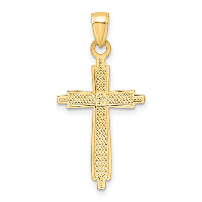 14k Yellow Gold Polished u0026 Textured Fancy Cross Pendant