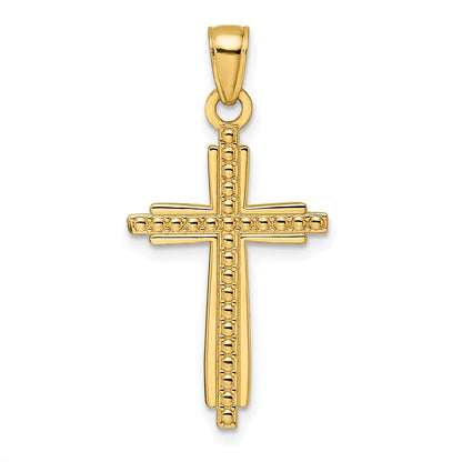14k Yellow Gold Polished u0026 Textured Fancy Cross Pendant