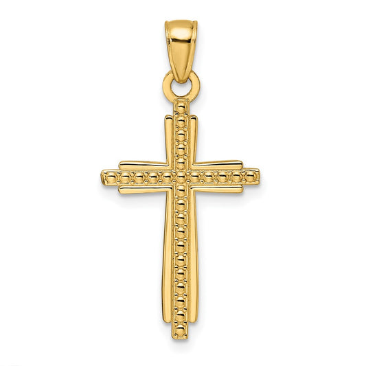 14k Yellow Gold Polished u0026 Textured Fancy Cross Pendant