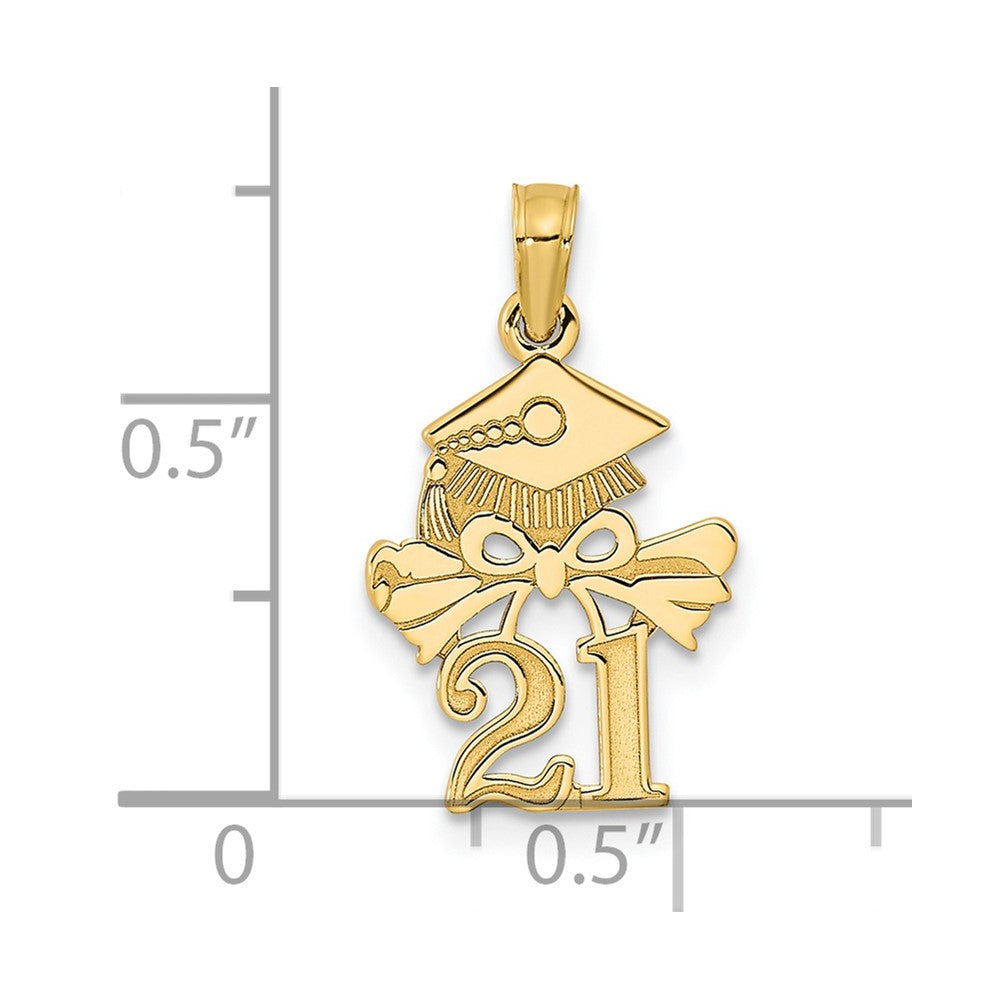 14k Yellow Gold Graduation Cap and Diploma - 2021 Charm