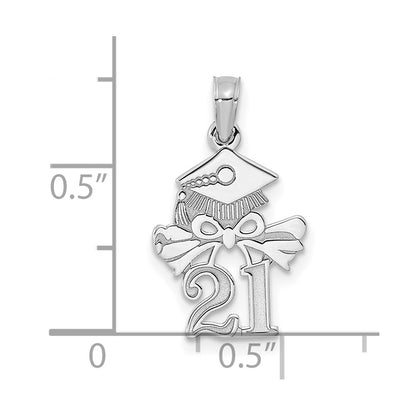 14k White Goldw Graduation Cap and Diploma - 2021 Charm
