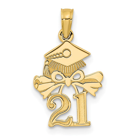 14k Yellow Gold Graduation Cap and Diploma - 2021 Charm