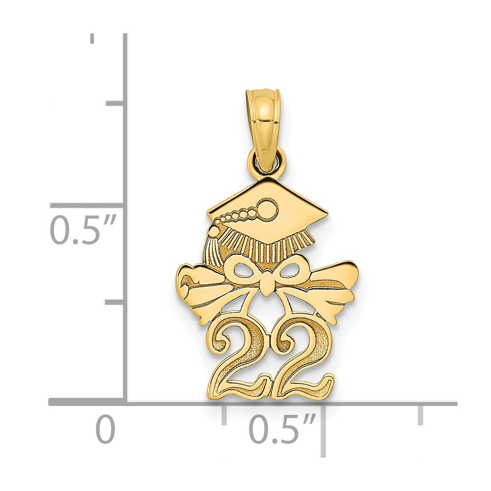 14k Yellow Gold Graduation Cap and Diploma - 2022 Charm