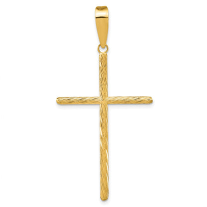 14k Yellow Gold Polished u0026 Textured Fancy Cross Pendant