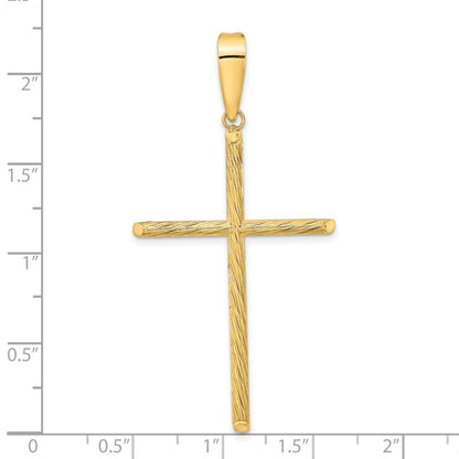 14k Yellow Gold Polished u0026 Textured Fancy Cross Pendant