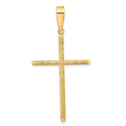 14k Yellow Gold Polished u0026 Textured Fancy Cross Pendant