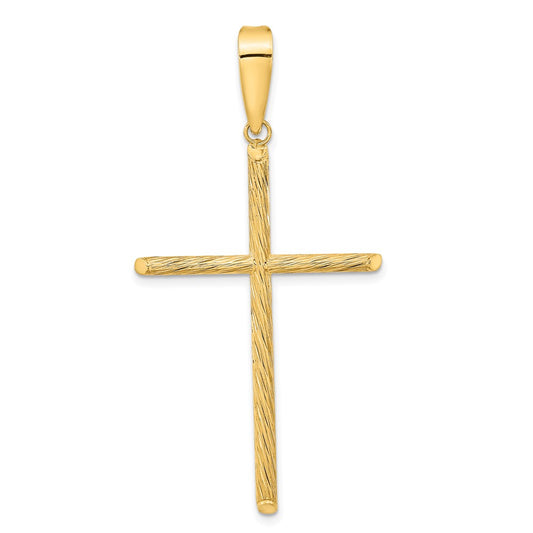 14k Yellow Gold Polished u0026 Textured Fancy Cross Pendant