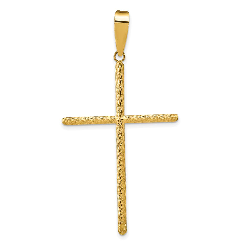 14k Yellow Gold Polished & Textured Fancy Cross Pendant