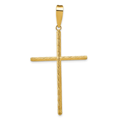 14k Yellow Gold Polished & Textured Fancy Cross Pendant