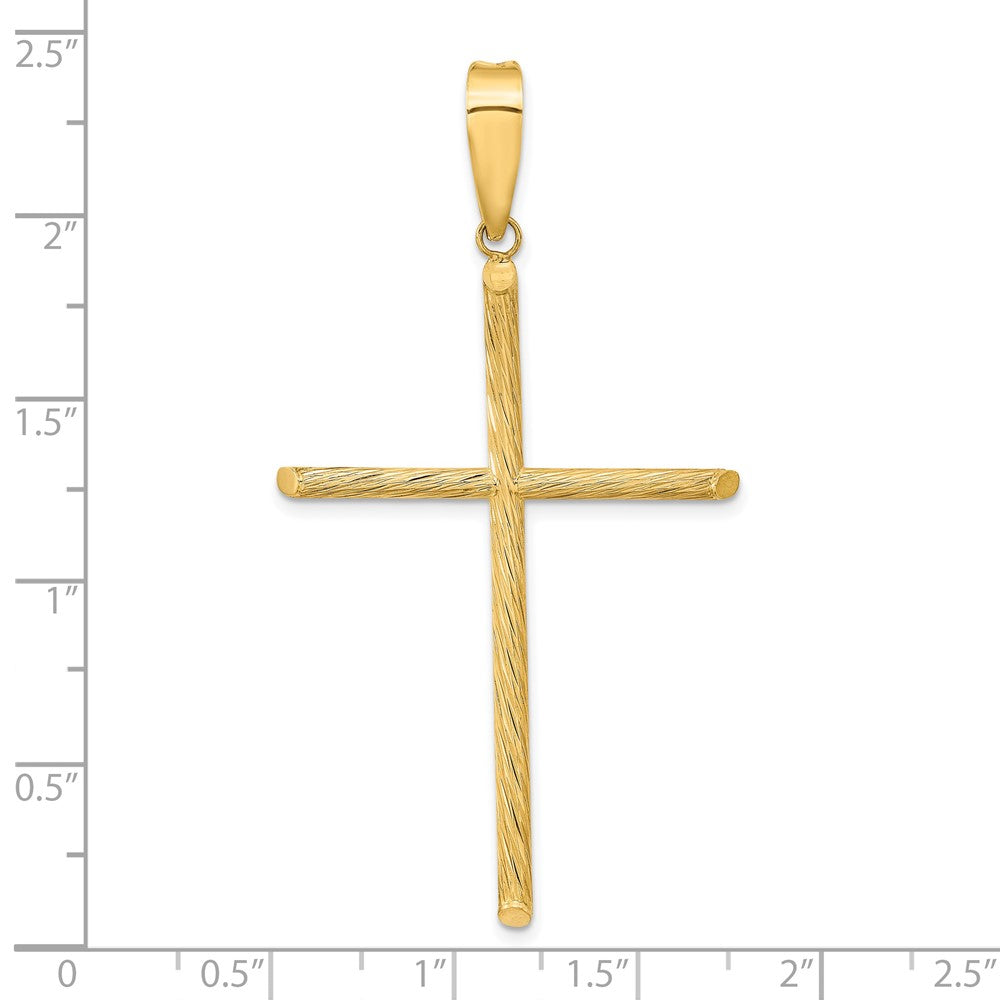 14k Yellow Gold Polished & Textured Fancy Cross Pendant