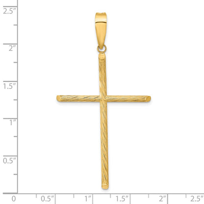 14k Yellow Gold Polished & Textured Fancy Cross Pendant