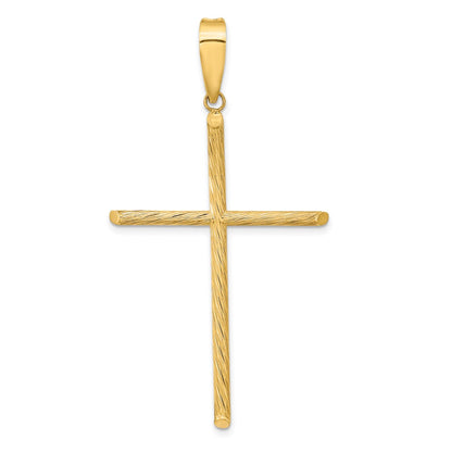 14k Yellow Gold Polished & Textured Fancy Cross Pendant