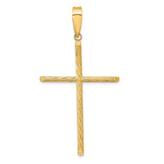 14k Yellow Gold Polished & Textured Fancy Cross Pendant