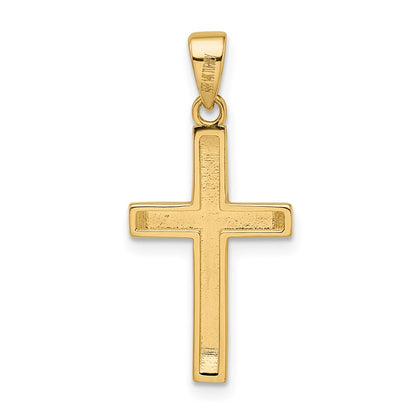 14k Yellow Gold Satin/Polished Beveled Small Latin Cross Pendant
