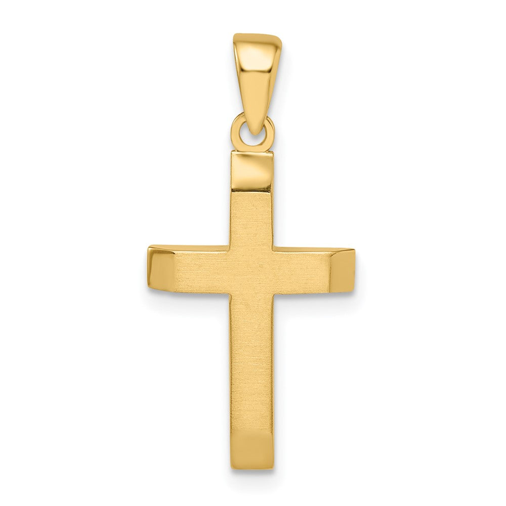 14k Yellow Gold Satin/Polished Beveled Small Latin Cross Pendant