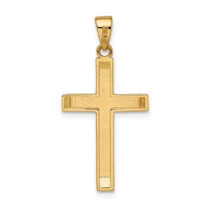 14k Yellow Gold Satin/Polished Beveled Medium Latin Cross Pendant