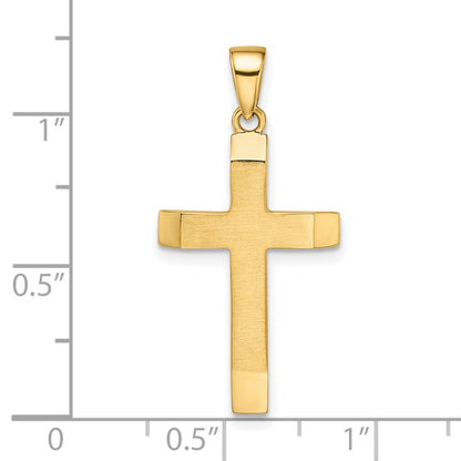 14k Yellow Gold Satin/Polished Beveled Medium Latin Cross Pendant