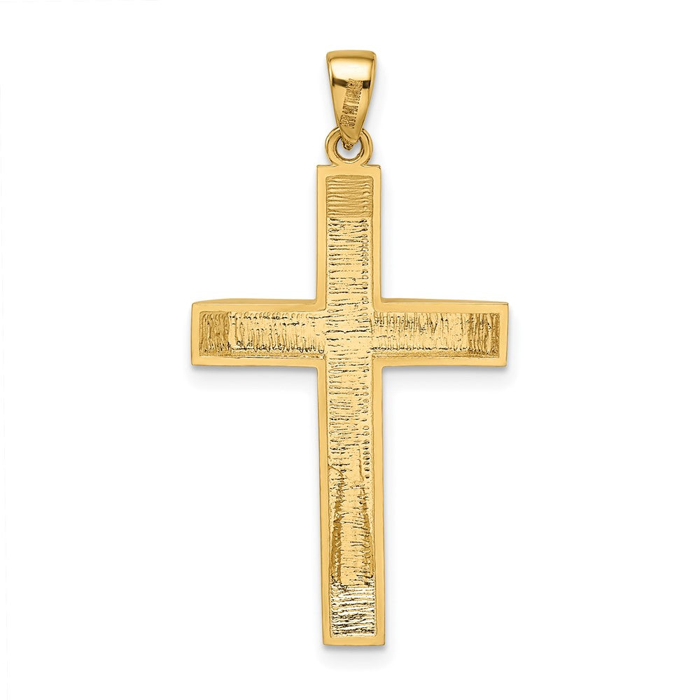14k Yellow Gold Satin/Polished Beveled Large Latin Cross Pendant
