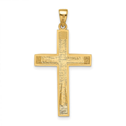14k Yellow Gold Satin/Polished Beveled Large Latin Cross Pendant