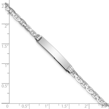 Solid 14K White Gold Anchor Link ID Bracelet