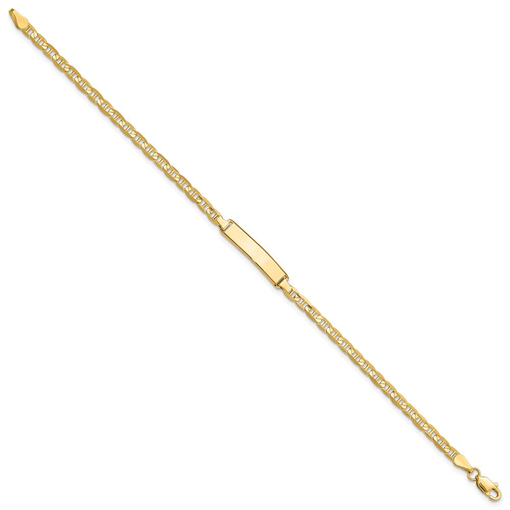 Solid 14K Yellow Gold Anchor Link ID Bracelet