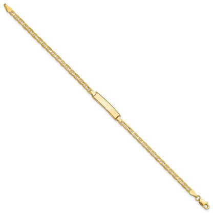 Solid 14K Yellow Gold Anchor Link ID Bracelet