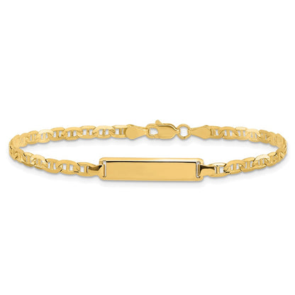 Solid 14K Yellow Gold Anchor Link ID Bracelet