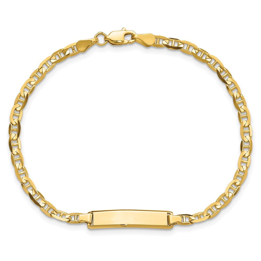 Solid 14K Yellow Gold Anchor Link ID Bracelet