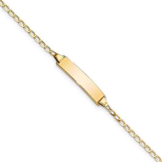 Solid 14K Yellow Gold Flat Curb Link ID Bracelet