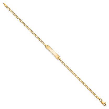 Solid 14K Yellow Gold Flat Curb Link ID Bracelet