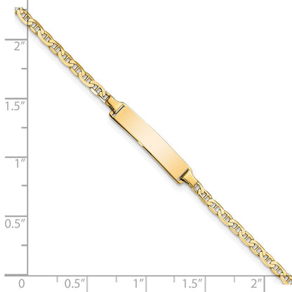 Solid 14K Yellow Gold Flat Anchor Link ID Bracelet